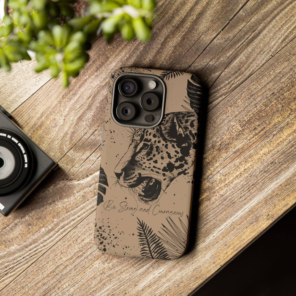 Be Strong and Courageous Tough Phone Case (Brown)