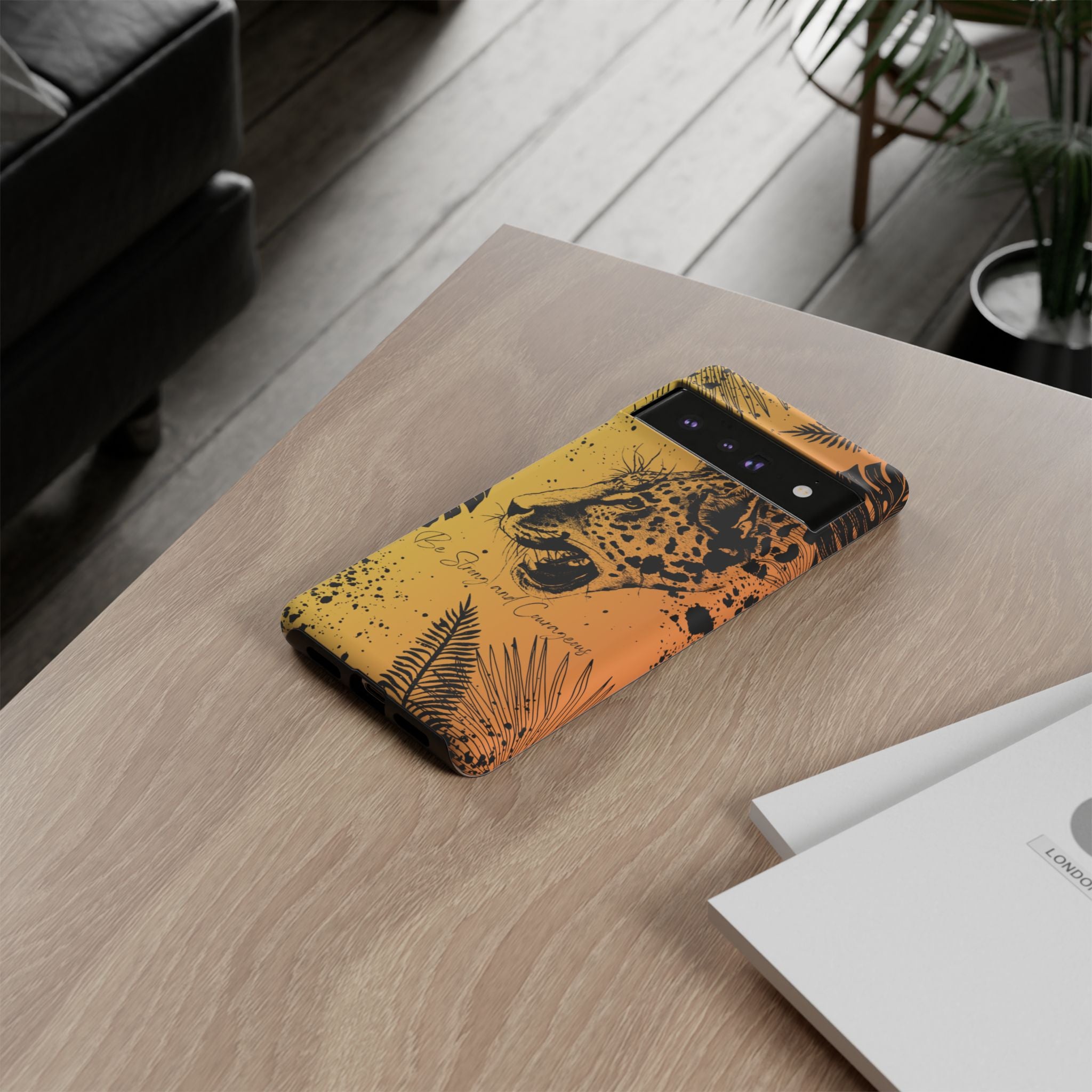 Be Strong and Courageous Tough Phone Case (Orange Hue)