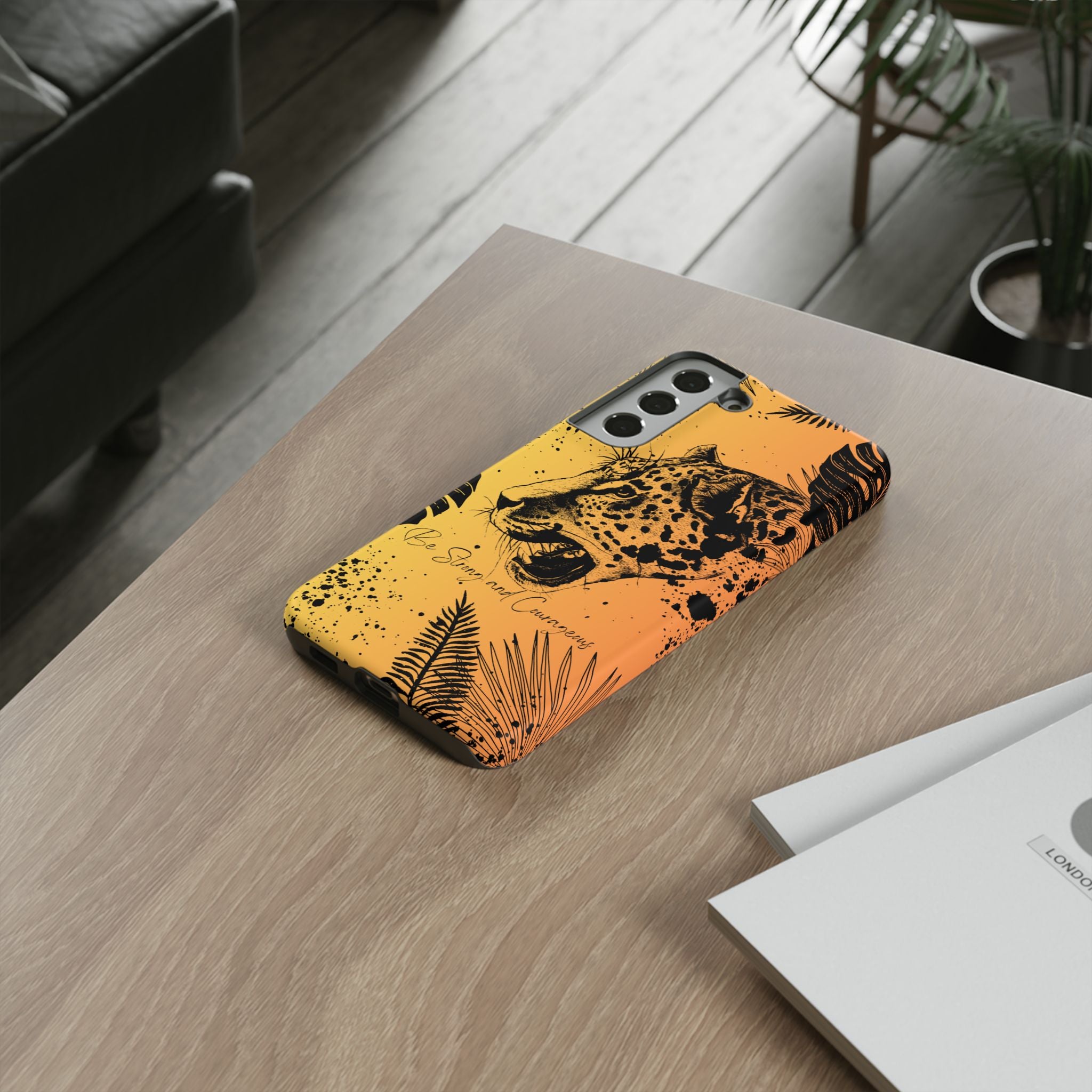 Be Strong and Courageous Tough Phone Case (Orange Hue)