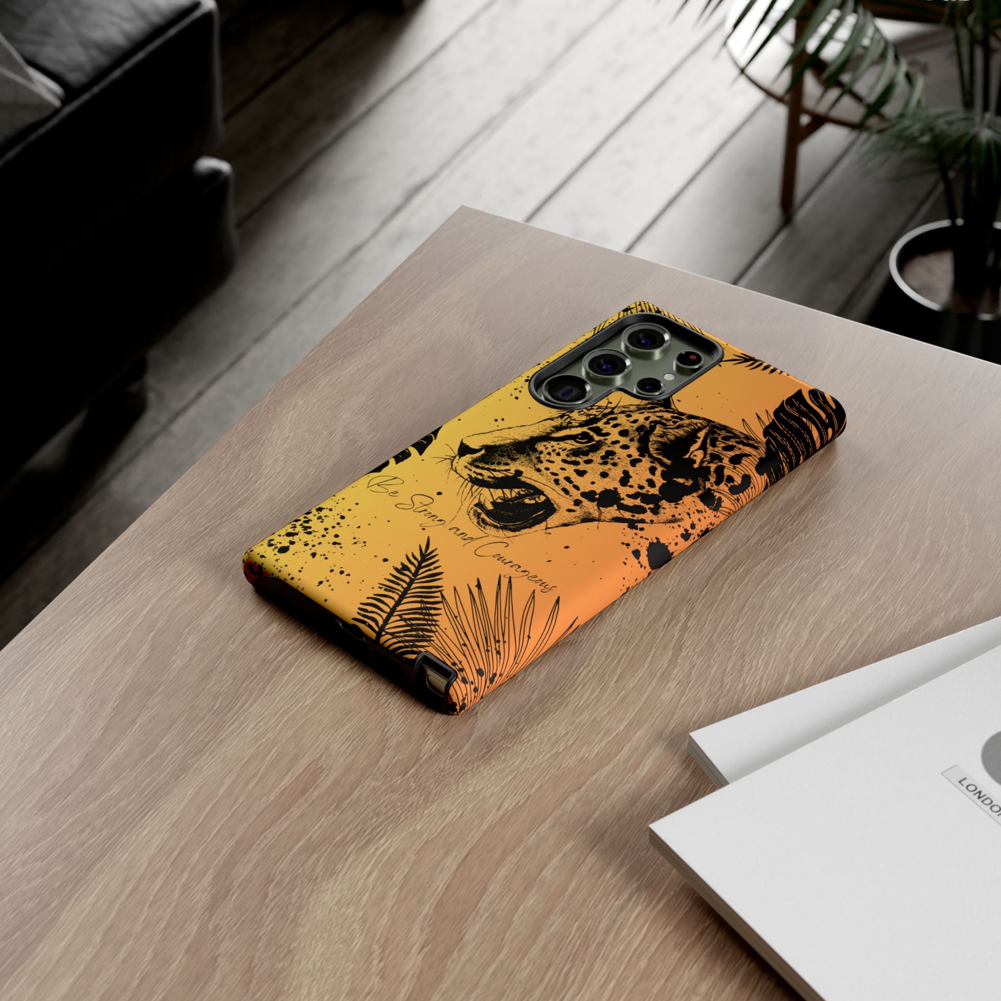 Be Strong and Courageous Tough Phone Case (Orange Hue)