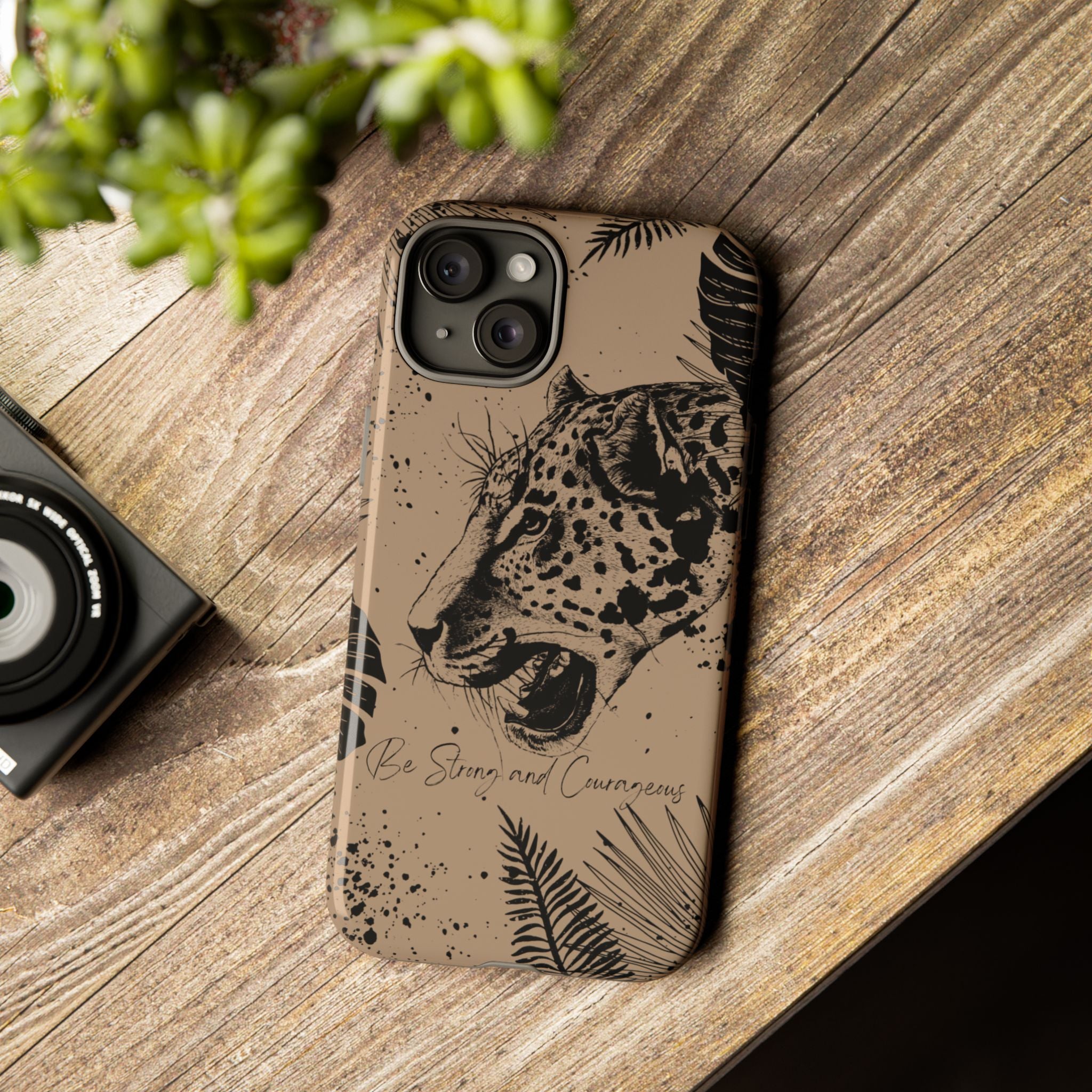 Be Strong and Courageous Tough Phone Case (Brown)