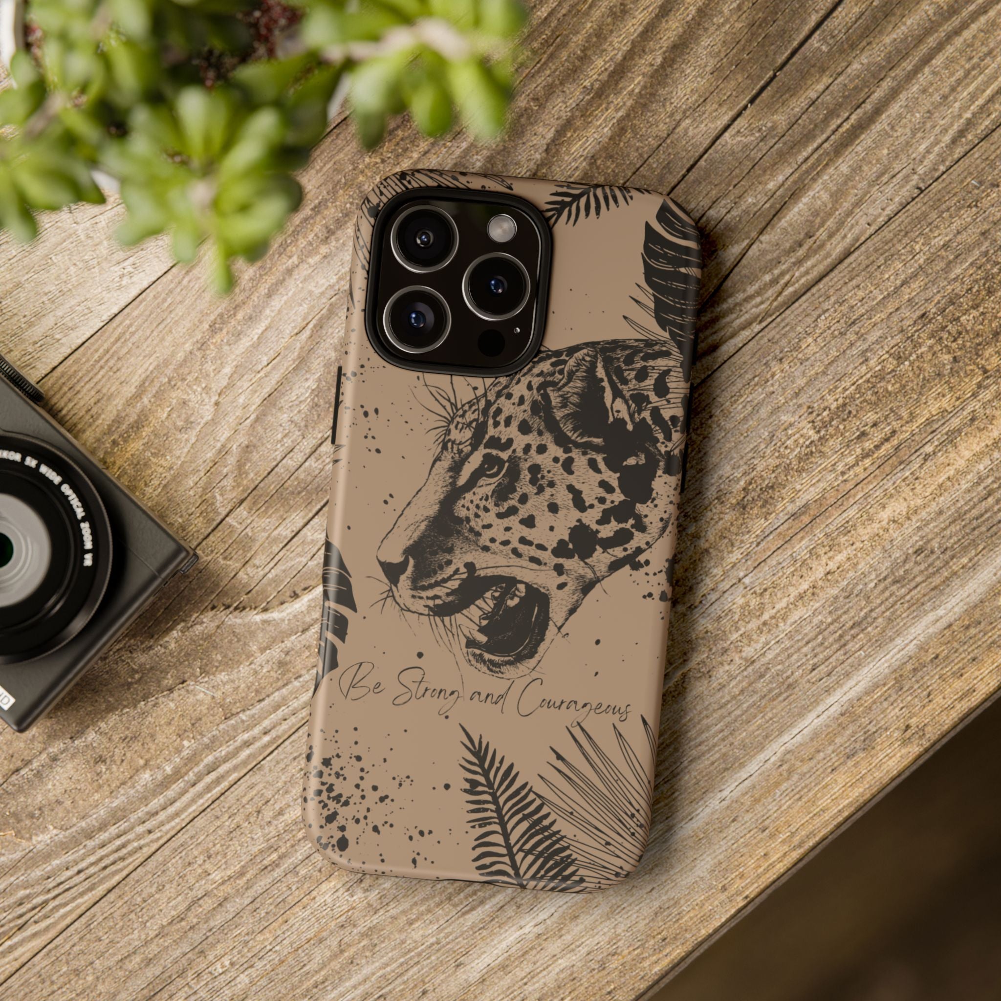 Be Strong and Courageous Tough Phone Case (Brown)