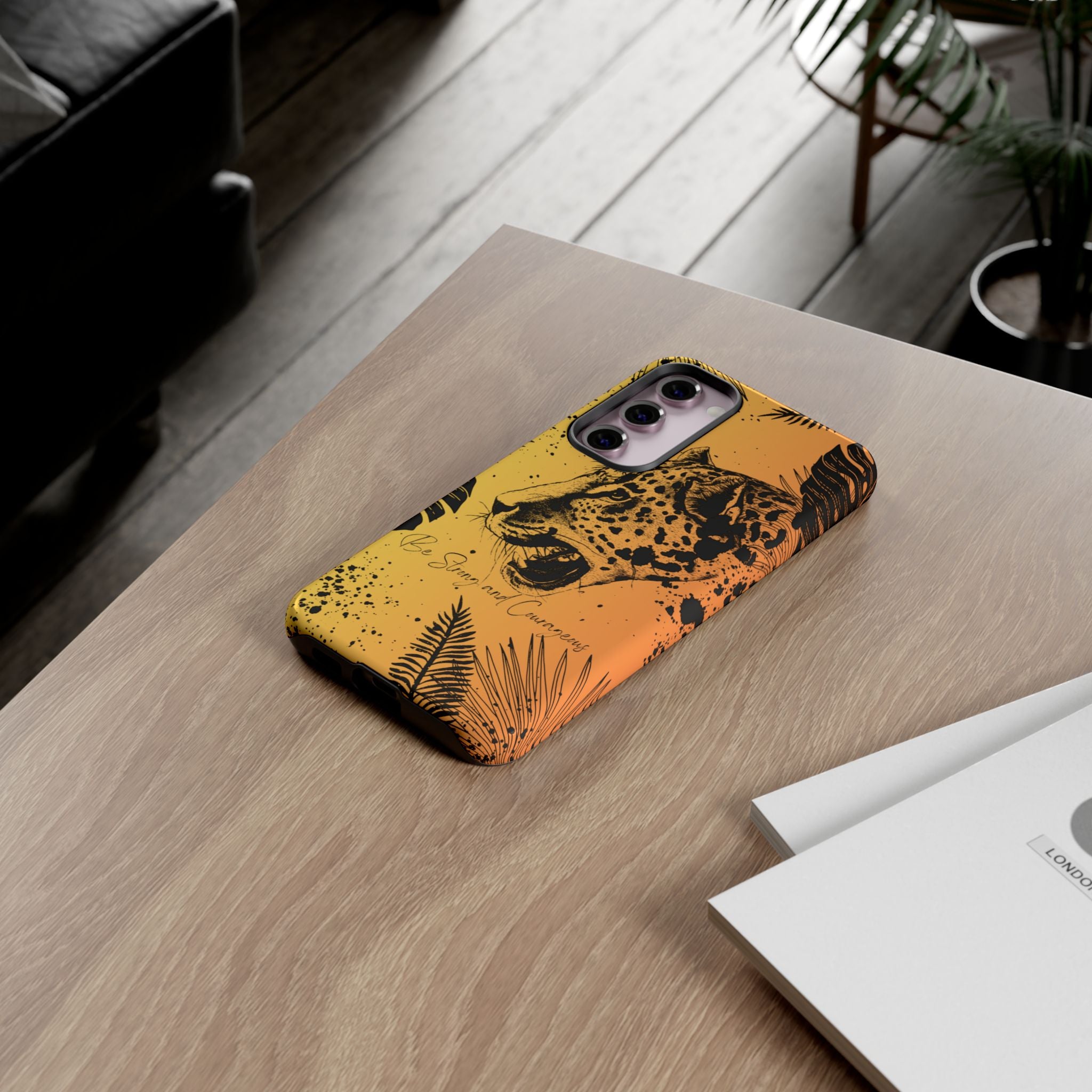 Be Strong and Courageous Tough Phone Case (Orange Hue)