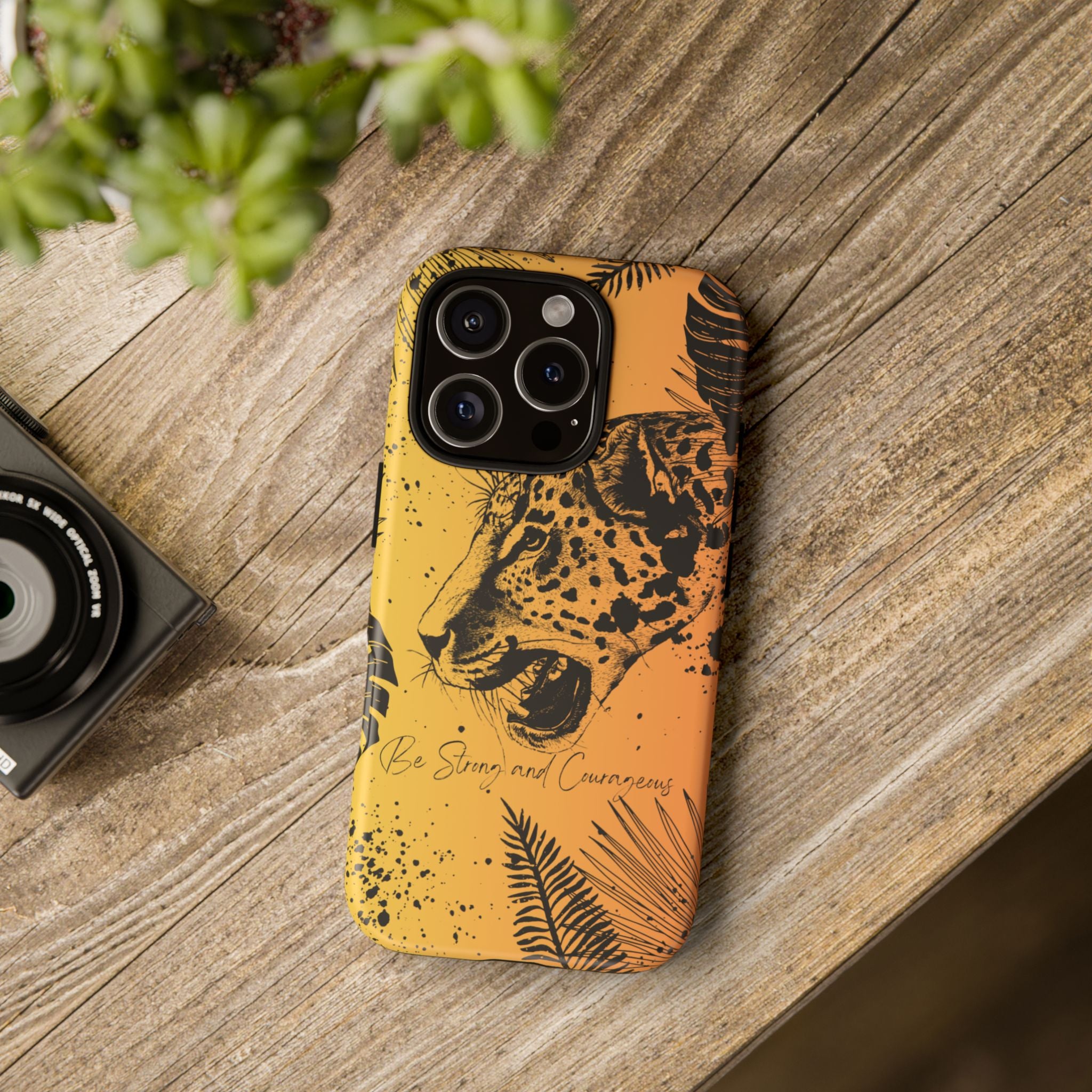 Be Strong and Courageous Tough Phone Case (Orange Hue)