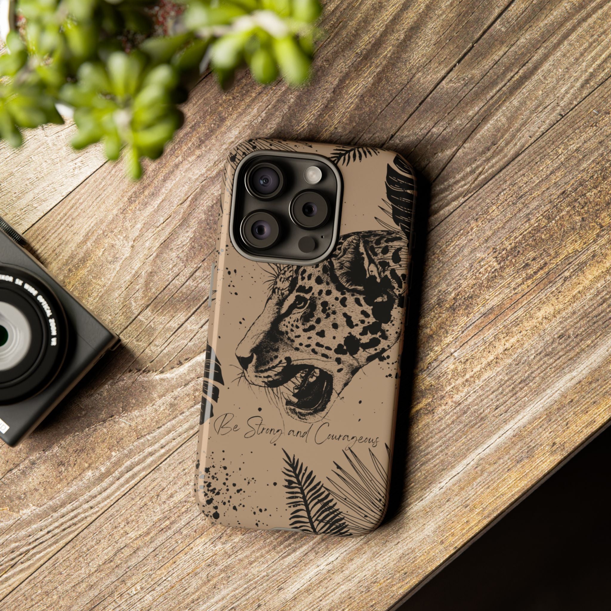Be Strong and Courageous Tough Phone Case (Brown)
