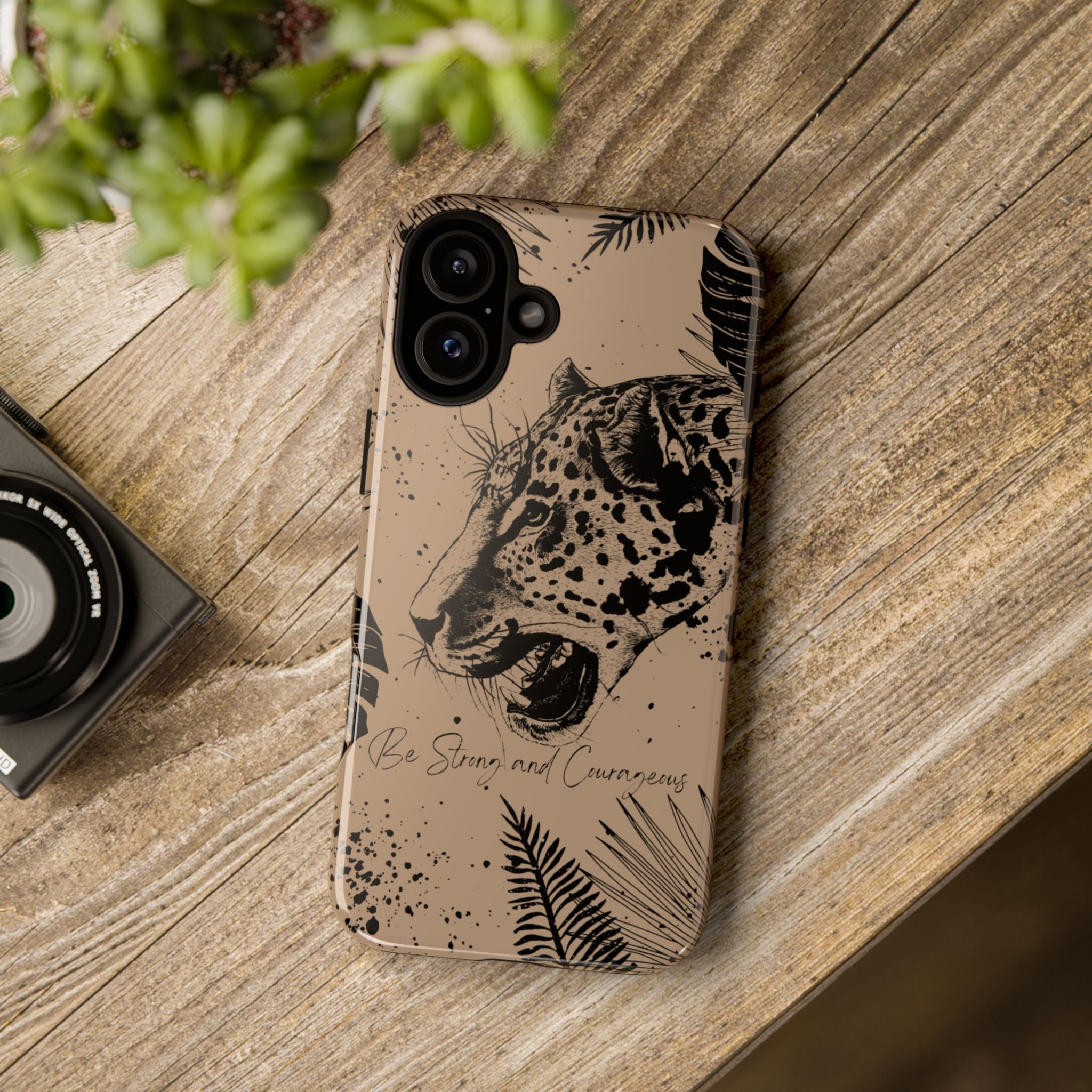 Be Strong and Courageous Tough Phone Case (Brown)