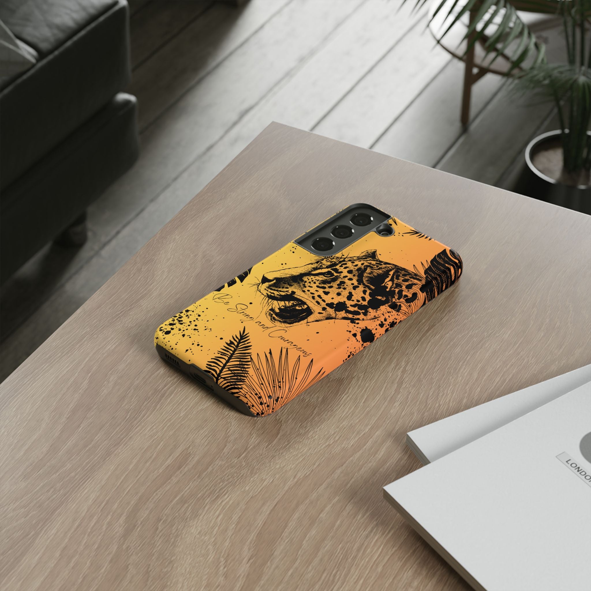 Be Strong and Courageous Tough Phone Case (Orange Hue)