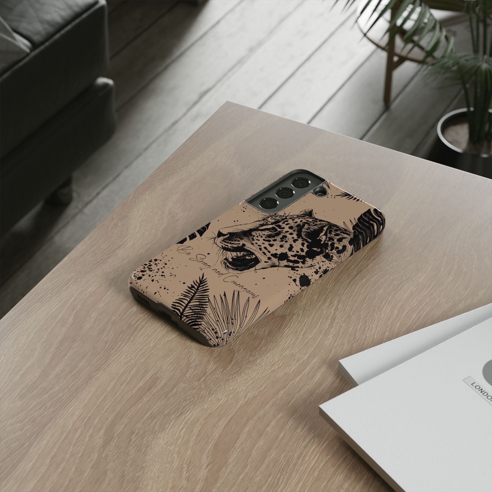 Be Strong and Courageous Tough Phone Case (Brown)