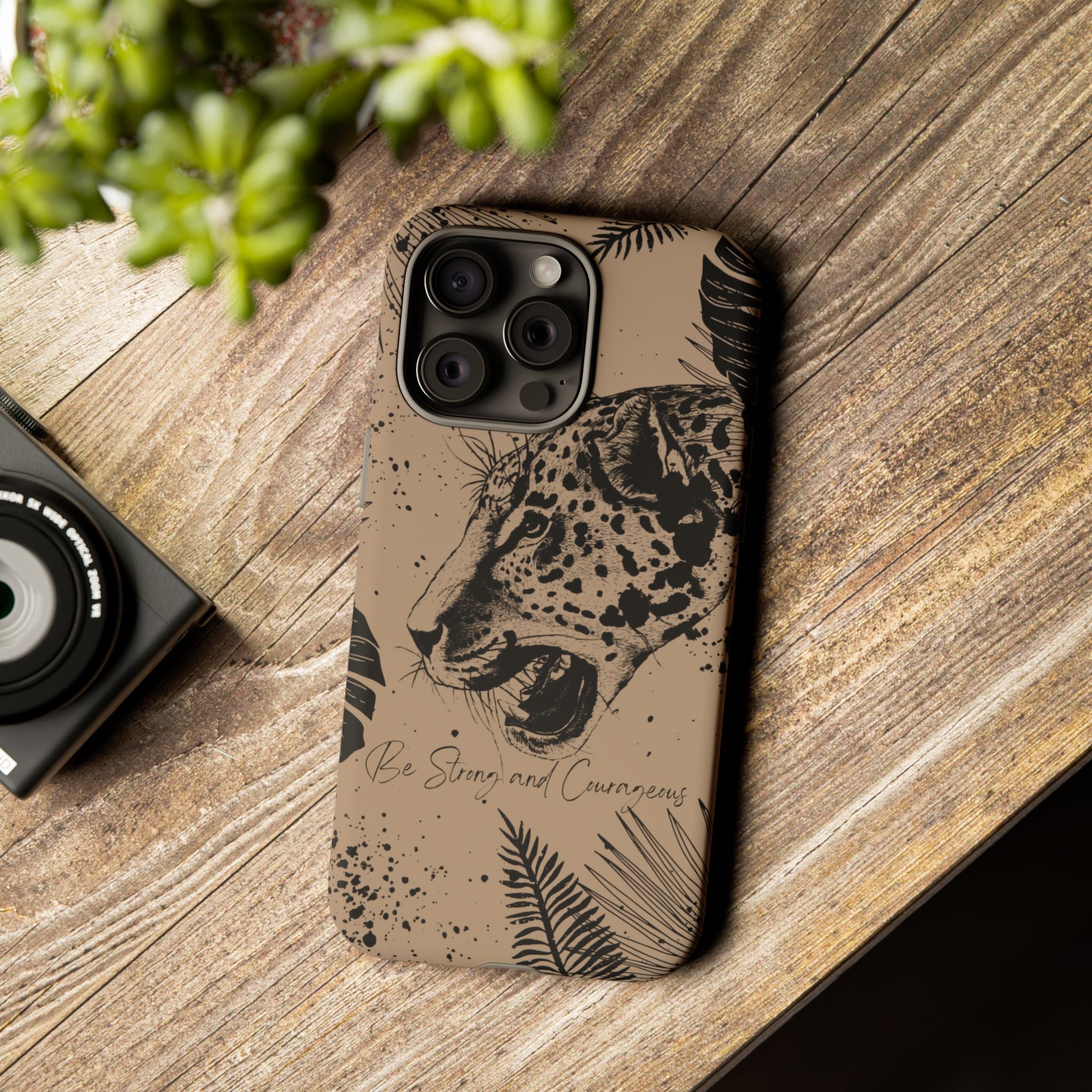 Be Strong and Courageous Tough Phone Case (Brown)
