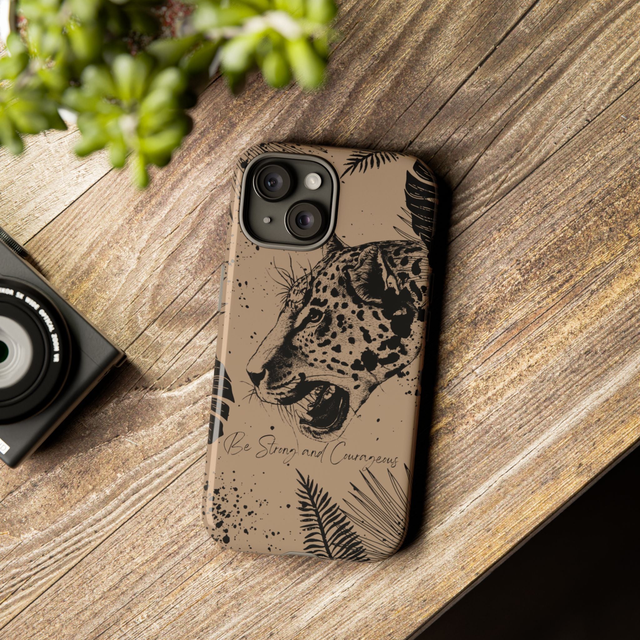 Be Strong and Courageous Tough Phone Case (Brown)