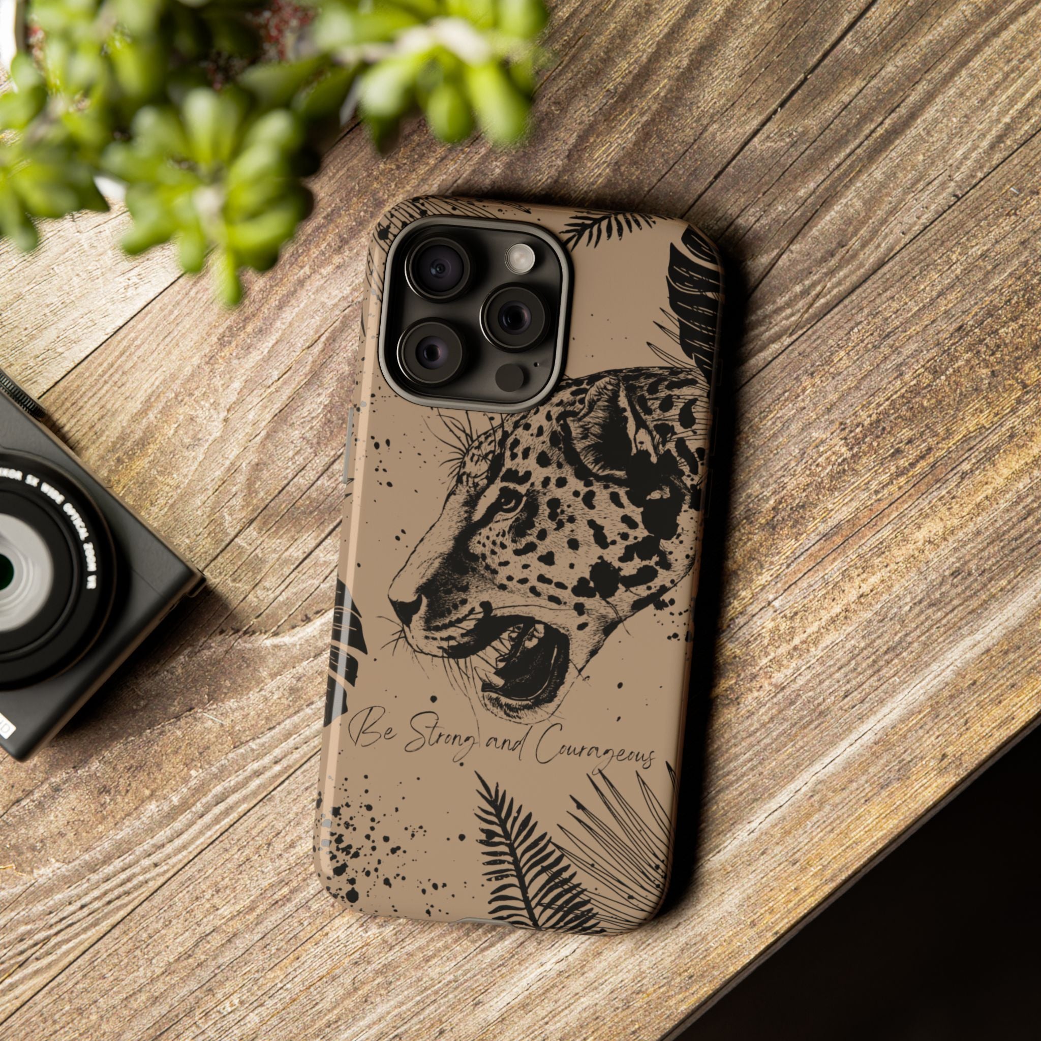 Be Strong and Courageous Tough Phone Case (Brown)
