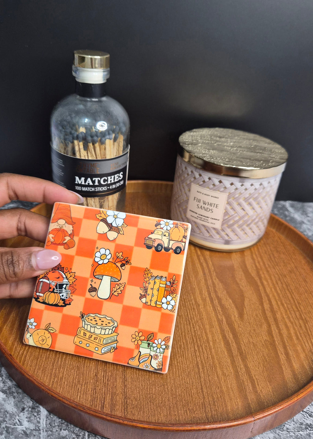 Checkered Fall Coaster 🍁🍂
